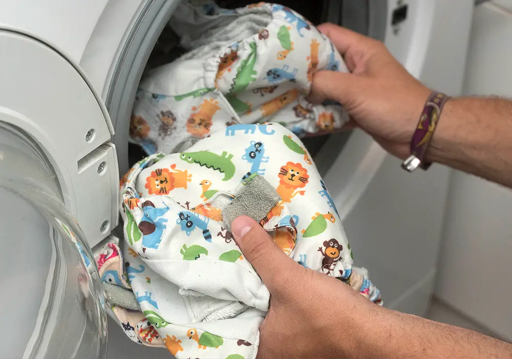 diapers in washing machine