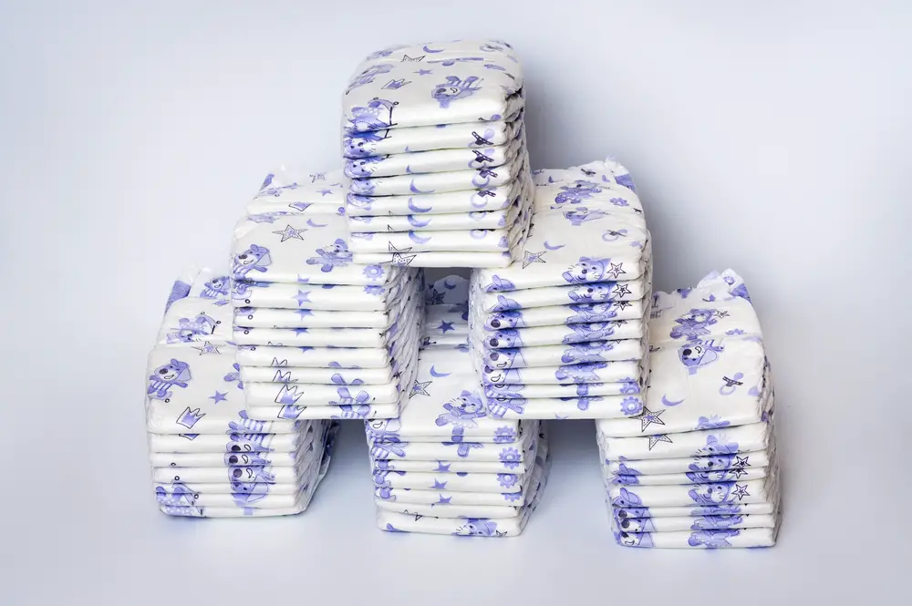 Pile of disposable diapers